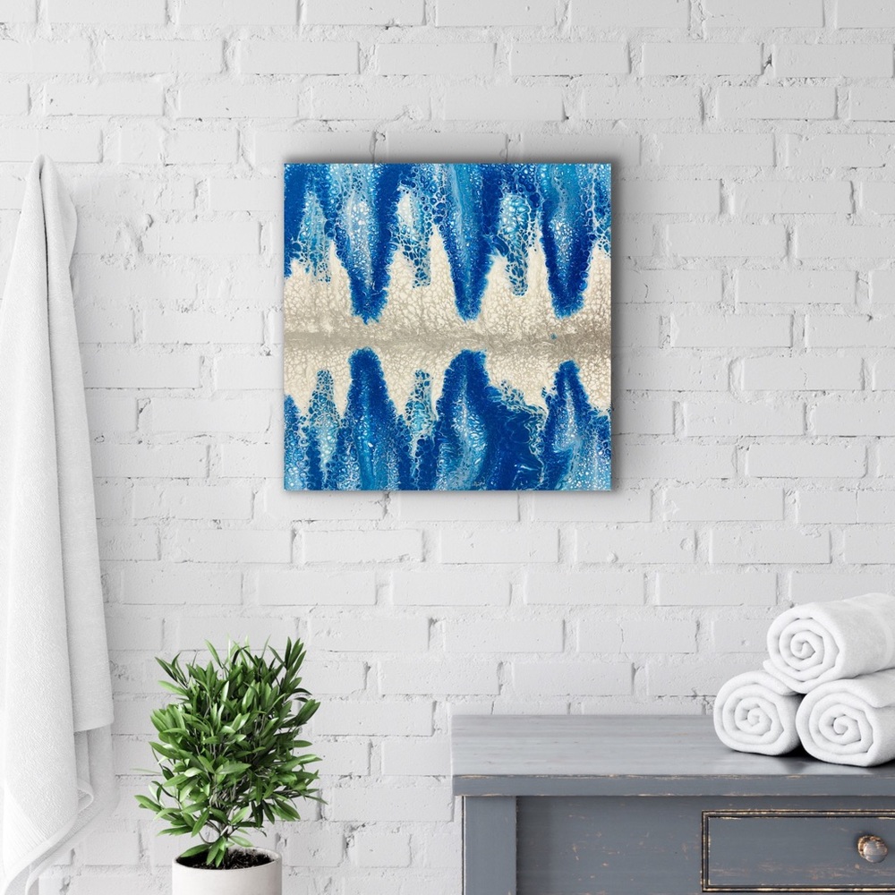 Painting - Fluid Art Original On 14x14 Canvas - Reflections Of Water